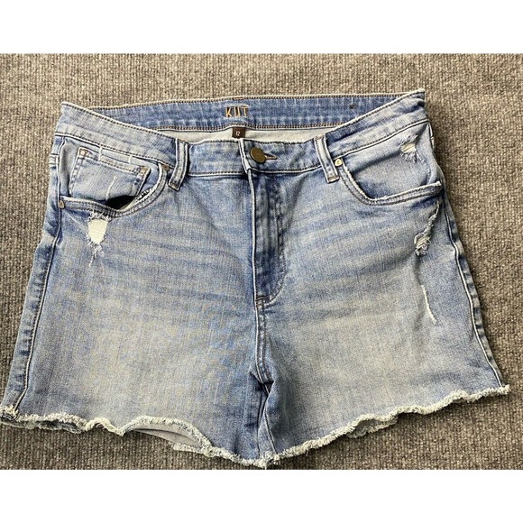 Kut Jean Shorts Womens 12 Light Blue Cutoff Distressed Denim Faded High Rise 90s - Picture 1 of 13